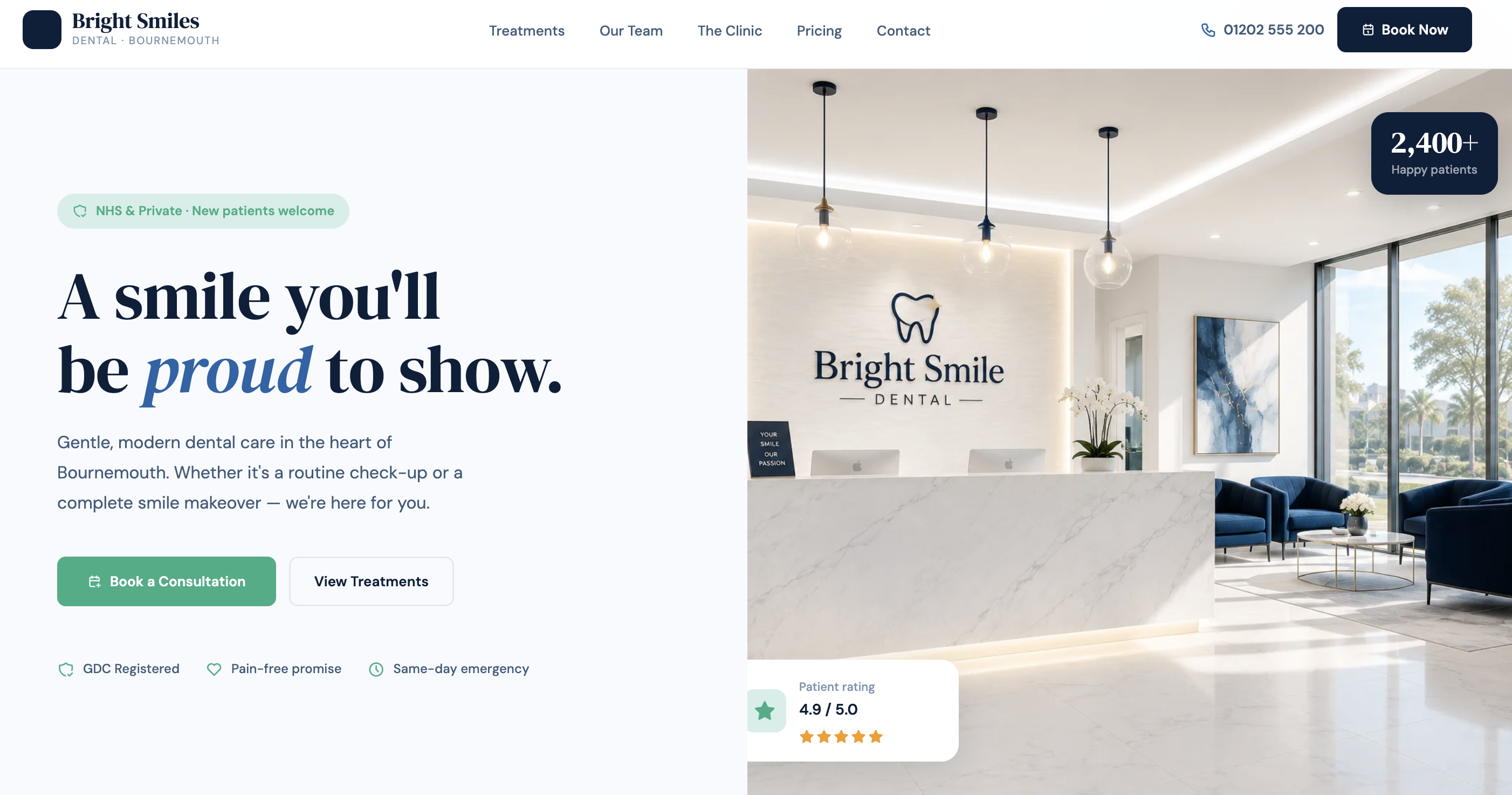 Bright Smiles Dental website